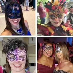 Et sæt blå Halloween-bold diamantbesatte smedejerns-sommerfuglemasker