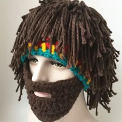 Et stykke (farve) sjov kreativ håndlavet hat paryk skægget hat, Xinqiao Herre Strik Skæg Hatte Reggae Hårstil Rasta Hoved