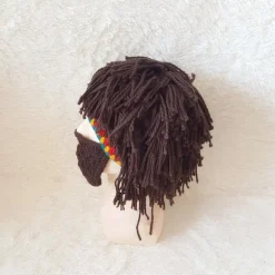 Et stykke (farve) sjov kreativ håndlavet hat paryk skægget hat, Xinqiao Herre Strik Skæg Hatte Reggae Hårstil Rasta Hoved