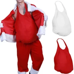 Falsk julemand mave, realistisk ensfarvet stof, god følelse, falsk mave til julefester, cosplay rekvisitter -Sy Whit White One Size