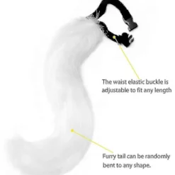 Falsk Pels Ræv Hale Kat Ulv Cosplay Kostume Sæt Blød Maske Fluffy Poter Handsker Halloween Jul (FMY) White