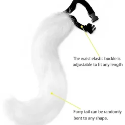 Falsk Pels Rævehale Kat Ulv Cosplay Kostume Sæt Blød Maske Fluffy Poter Handsker Halloween Jul White