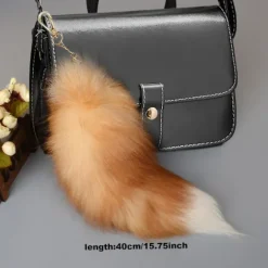 Falsk Rævehale, 40 cm Dyrehale, Fluffy Falsk Pels Hale, Realistisk Rævehale, Nøglering, Pung Dekoration Rævehale, Rollespil, gylden