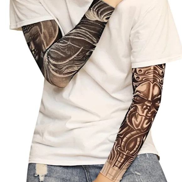 Falske midlertidige tatoveringsærmer Voksne Kvinder Mænd Slip on Elastiske Armstrømper Unisex Party Halloween Tatovering Biker Solbeskyttelse 1 Par-GKK013 | Fyndiq