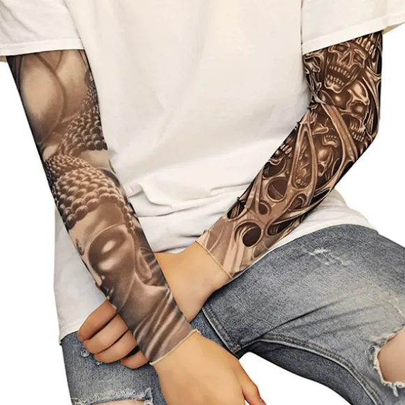 Falske midlertidige tatoveringsærmer Voksne Kvinder Mænd Slip on Elastiske Armstrømper Unisex Party Halloween Tatovering Biker Solbeskyttelse 1 Par-GKK013 | Fyndiq