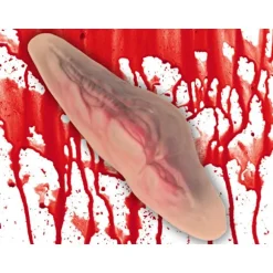 Falskt avskuret halssår med 10 ml falskt blod halloween-tillbehör
