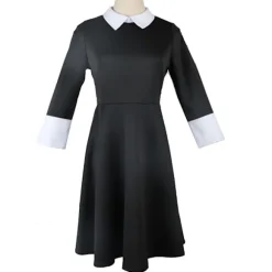Familien Addams Kostume Wednesday Addams Sort Kjole | Halloween Rollespilskostume *Morticia Paryk*150 Morticia Paryk, CJY Morticia Wig en-US