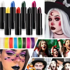 8-farvet kropsmaling læbestift Halloween ansigtsmaling fest makeup 06# 3g