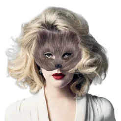 Faux Pels Rævehale Katte Maske Therian Maske og Hale Halloween Cosplays Fest Hvid White