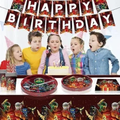 Fødselsdag Ninja Tema Festartikler Service Tallerken Krus Servietter Dug Dekorationer Banner Ballon Til Drenge mask-10pcs