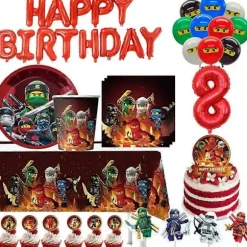 Fødselsdag Ninja Tema Festartikler Service Tallerken Kop Servietter Dug Dekorationer Banner Ballon Til Drenge-FO- mask-10pcs