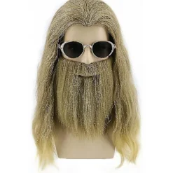 Fede Thor Paryk med Skæg Mænds Lange Krøllede Askeblonde Paryk Halloween Kostume Parykker, CJY