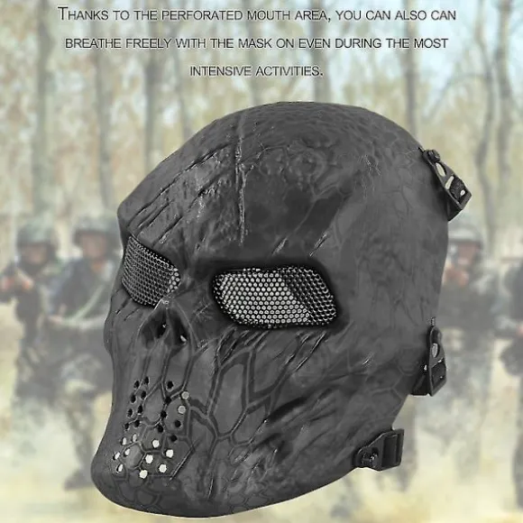 Feltudstyr Maske Sort Mand Fuld Ansigt Skalle Riddermasker