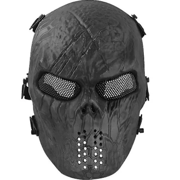 Feltudstyr Maske Sort Mand Fuld Ansigt Skalle Riddermasker