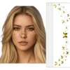 Festivaltøj til kvinder, Guld Ansigtsglimmer, Makeup-plaster - Ansigtsglimmer Makeup-pletter, Vandtæt Glimmerfregner