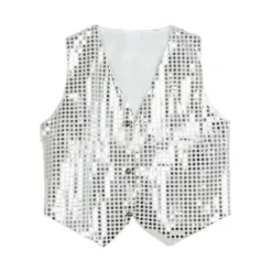 Festvest med Glimmer Unisex Farverige Børn Ærmeløs Sequin Vest - Perfekt White M