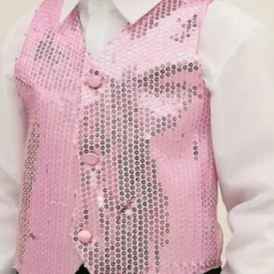 Festvest med Glimmer Unisex Farverige Børn Ærmeløs Sequin Vest - Perfekt White M