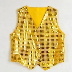 Festvest med Glimmer Unisex Farverige Børn Ærmeløs Sequin Vest - Perfekt White M