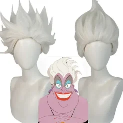 Film Ursula Cosplay Paryk Hvid Kort Hår til Voksne Kvinder Mænd Halloween Kostume Rekvisitter Cosplay Rollespil Parykker - JA Viper Fade One Size