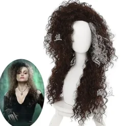 Filmkarakter Bellatrix Lestrange Lang Brun Blandet Bølget Paryk Bella Parykker Varmebestandig Cosplay Kostume Paryk + Paryk Hætte