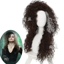 Filmkarakter Bellatrix Lestrange Lang Brun Blandet Bølget Paryk Bella Parykker Varmebestandig Cosplay Kostume Paryk + Paryk Hætte