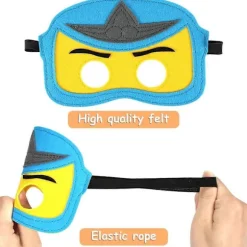 Filtmasker til børn, pakke med 6 samurai-øjenmasker, børnefødselsdagsfestposer, maskeudklædning til børnefødselsdagsfest, halve masker til Cosp