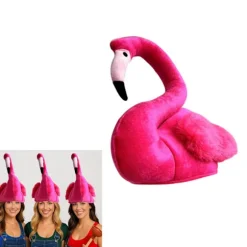 Flamingo Hat Blød Plys Justerbar Elastisk Pasform Til Fester Cosplay