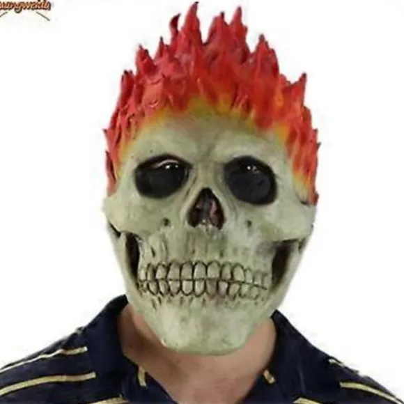 Flamme Skelet Kranie Maske Ghost Rider Skræmmende Horror Zombie Uhyggelig Ridder Halloween Krybende Dæmon Maske Karneval Fest Rekvisitter