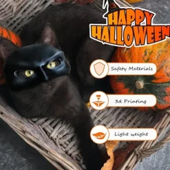 Fledermus Kattemaske Halloween, Sort Fledermausmaske til Katte, Halloween Cosplay Kostume til Katte, Kattemaske til Festivalfest (9 cm)