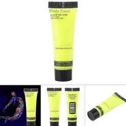Fluorescerende krops- og ansigtsmalings tuber - 10 ml gul - Vaskbar, ikke-giftig
