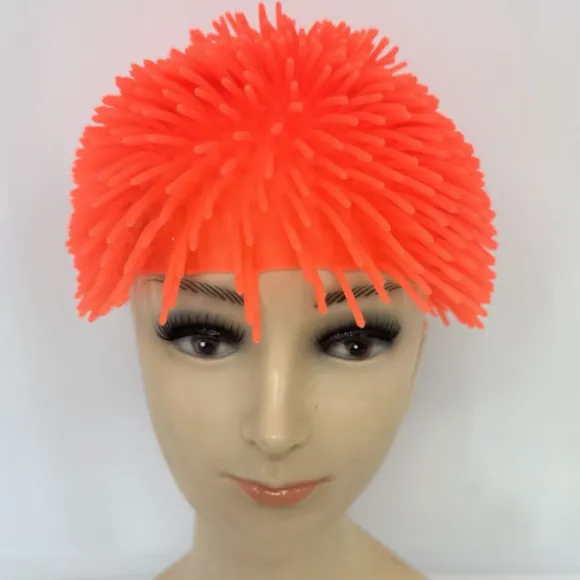 Fluorescerende silikone spiky parykhætte - Sjov og festlig parykhætte - Orange