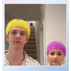 Fluorescerende silikone spiky parykhætte - Sjov og fancy spiky festhætte - Lilla