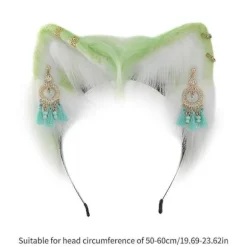 Forestilling Katteøre Hårbånd Karneval Fest Plys Hovedbeklædning Filmentusiaster Fest Cosplay Anime Rekvisitter Unisex grøn hvid A Green white B