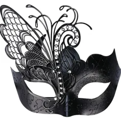Forskellige sommerfugl rhinestone metal venetiansk kvindemaske til maskerade/Mardi Gras fest/sexet kostumebal/bryllup sort sommerfugl