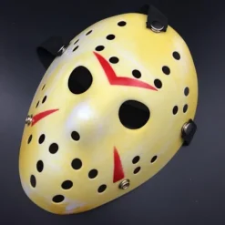 Fredag den 13. Jason Maske til Halloween og fest - Gul/Rød Yellow Gul