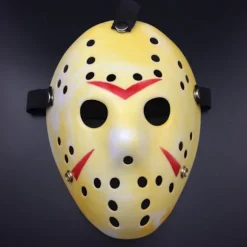 Fredag den 13. Jason Maske til Halloween og fest - Gul/Rød Yellow Gul