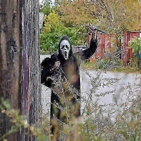 Fun World Ghost Face Bloody Bling Maske Kostume, Skræmmende Halloween Kostume Rekvisit Ghost Maske, Horror Cosplay Tilbehør til Voksne og Børn 2025 A unisex | Fyndiq