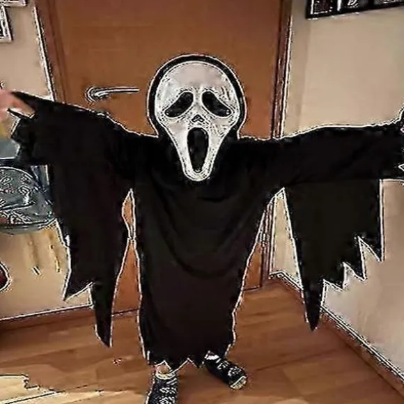 Fun World Ghost Face Bloody Bling Maske Kostume, Skræmmende Halloween Kostume Rekvisit Ghost Maske, Horror Cosplay Tilbehør til Voksne og Børn 2025 A unisex | Fyndiq