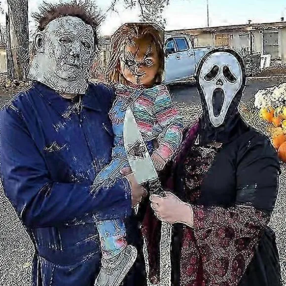 Fun World Ghost Face Bloody Bling Maske Kostume, Skræmmende Halloween Kostume Rekvisit Ghost Maske, Horror Cosplay Tilbehør til Voksne og Børn 2025 A unisex | Fyndiq