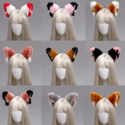 Furry Animal Kitten Ører Hårbøjle Kattehoved Halloween Cosplay Fest-FS-