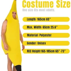 (FY) Banankostume til voksne, unisex, one size, Halloween-udklædning