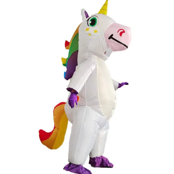 (FY) Creations Oppustelig Enhjørningedragt Full Body Unicorn Air Blow-up Deluxe Halloween-kostume - Voksenstørrelse