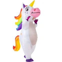 (FY) Creations Oppustelig Enhjørningedragt Full Body Unicorn Air Blow-up Deluxe Halloween-kostume - Voksenstørrelse