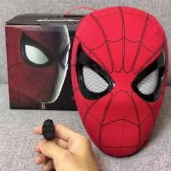 (FY) Spider-Man Maske med fjernbetjening og LED-blinkende øjne [ZHE] Red Electric Headband+Ring Control