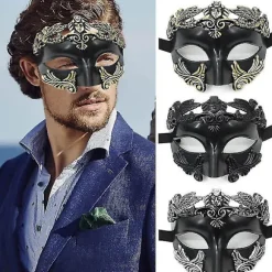 Gammel Græsk Spartaner Kriger Romersk Maskerademaske Mænd Venetiansk Maske Bryllupsboldmaske Mardi Gras Maske Silver