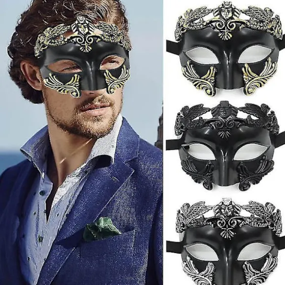 Gammel Græsk Spartaner Kriger Romersk Maskerademaske Mænd Venetiansk Maske Bryllupsboldmaske Mardi Gras Maske Silver