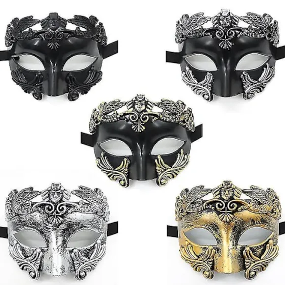 Gammel Græsk Spartaner Kriger Romersk Maskerademaske Mænd Venetiansk Maske Bryllupsboldmaske Mardi Gras Maske Silver