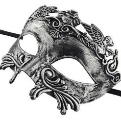 Gammel Græsk Spartaner Kriger Romersk Maskerademaske Mænd Venetiansk Maske Bryllupsboldmaske Mardi Gras Maske Silver