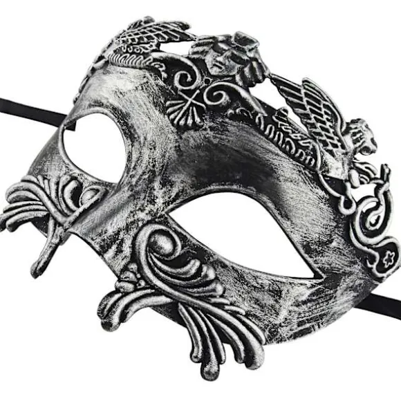 Gammel Græsk Spartaner Kriger Romersk Maskerademaske Mænd Venetiansk Maske Bryllupsboldmaske Mardi Gras Maske Silver