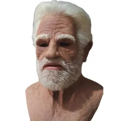 Gammel Mand Ansigtsmaske Latex Realistisk Maske, Halloween Krybende Rynket Gammel Person Maske Voksen Fæstekjole Kostume